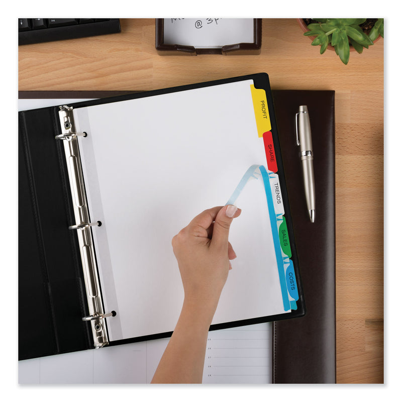 Avery Print and Apply Index Maker Clear Label Dividers, 5-Tab, Color Tabs, 11 x 8.5, White, Traditional Color Tabs, 5 Sets
