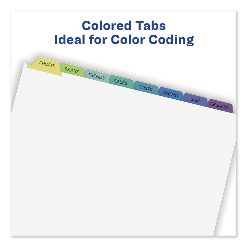 Avery Print and Apply Index Maker Clear Label Dividers, 8-Tab, Color Tabs, 11 x 8.5, White, Contemporary Color Tabs, 5 Sets