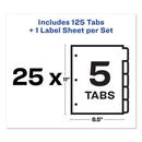 Avery Print and Apply Index Maker Clear Label Dividers, 5-Tab, Color Tabs, 11 x 8.5, White, Traditional Color Tabs, 25 Sets