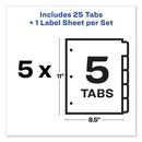 Avery Print and Apply Index Maker Clear Label Dividers, 5-Tab, Color Tabs, 11 x 8.5, White, Traditional Color Tabs, 5 Sets