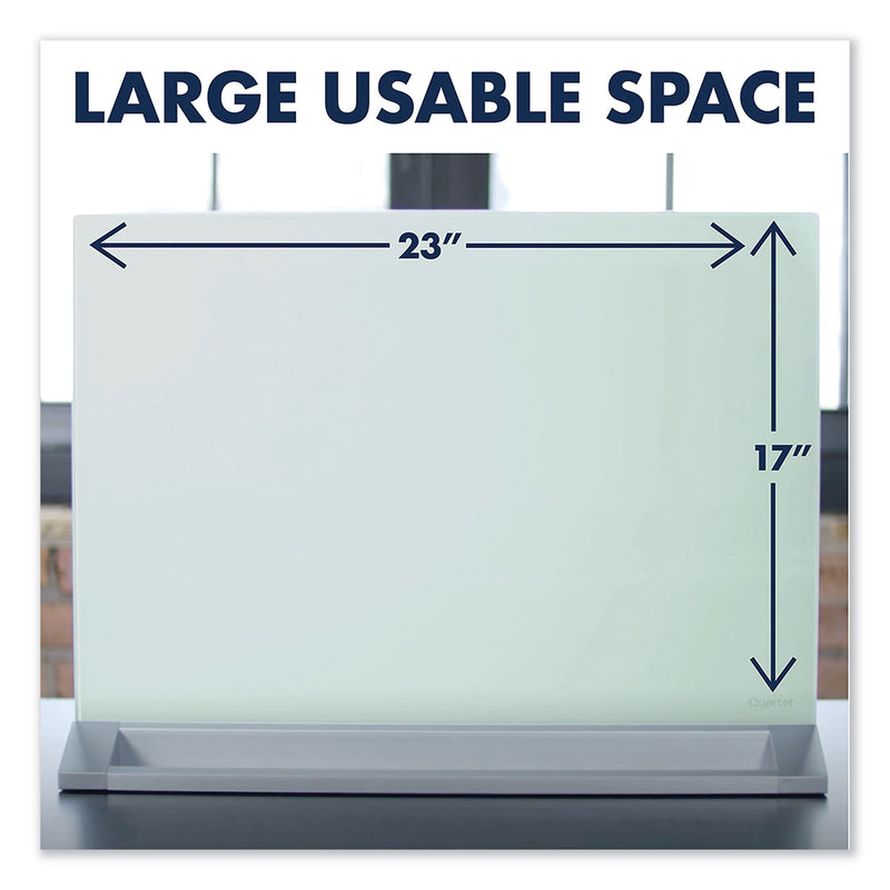 Quartet Desktop Magnetic Glass Dry-Erase Panel, 23" x 17", White