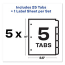 Avery Print and Apply Index Maker Clear Label Dividers, 5-Tab, Color Tabs, 11 x 8.5, White, Blue Tabs, 5 Sets