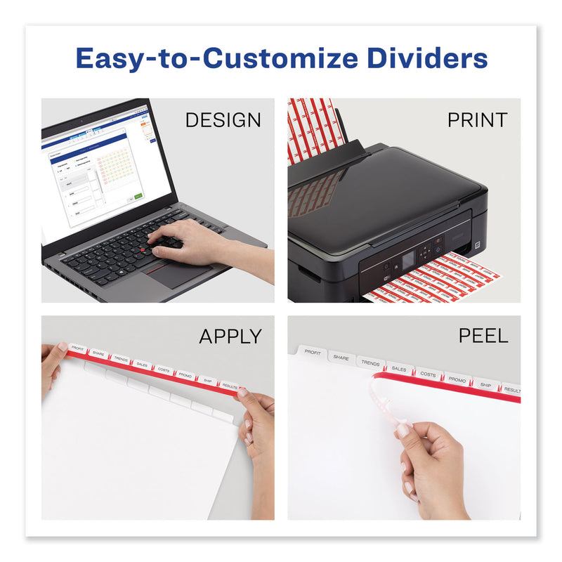 Avery Print and Apply Index Maker Clear Label Dividers, 8-Tab, Color Tabs, 11 x 8.5, White, Contemporary Color Tabs, 25 Sets