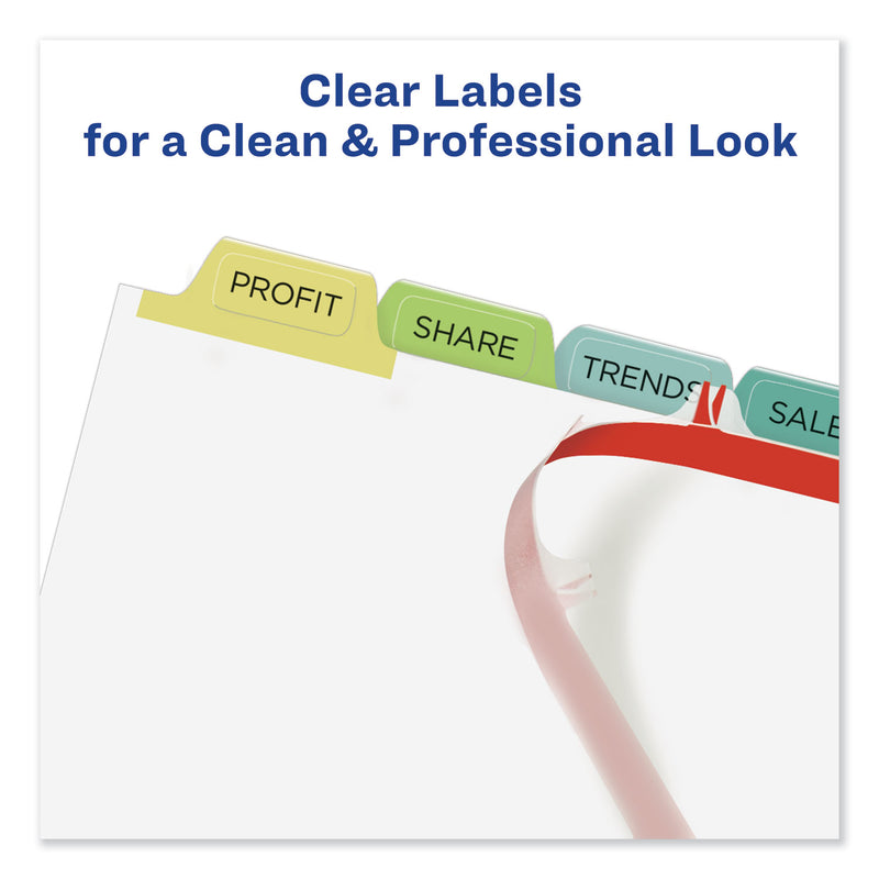 Avery Print and Apply Index Maker Clear Label Dividers, 8-Tab, Color Tabs, 11 x 8.5, White, Contemporary Color Tabs, 25 Sets