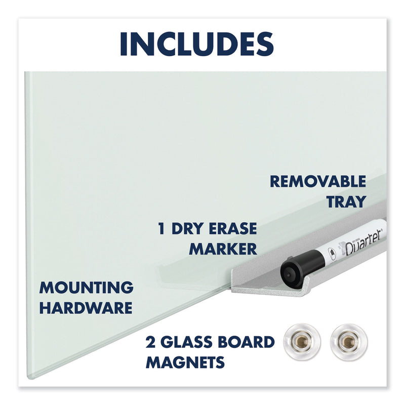 Quartet InvisaMount Magnetic Glass Marker Board, Frameless, 74" x 42", White Surface
