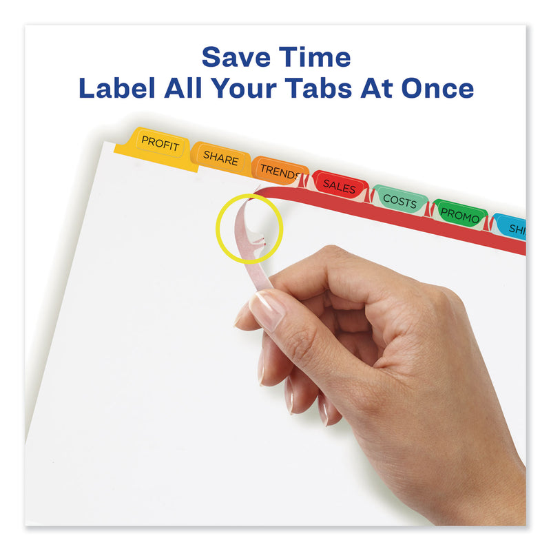 Avery Print and Apply Index Maker Clear Label Dividers, 8-Tab, Color Tabs, 11 x 8.5, White, Traditional Color Tabs, 25 Sets