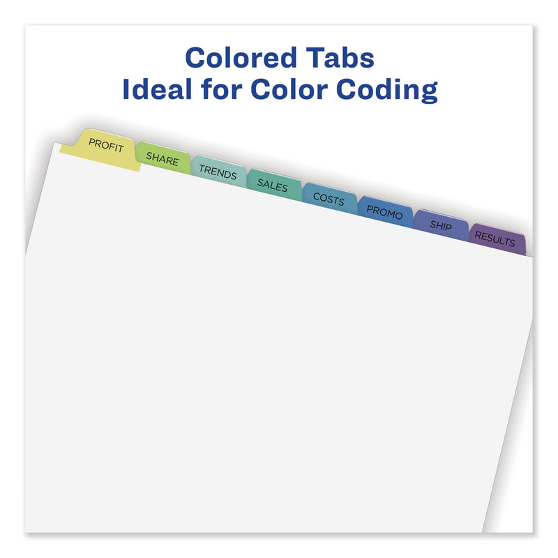 Avery Print and Apply Index Maker Clear Label Dividers, 8-Tab, Color Tabs, 11 x 8.5, White, Contemporary Color Tabs, 25 Sets