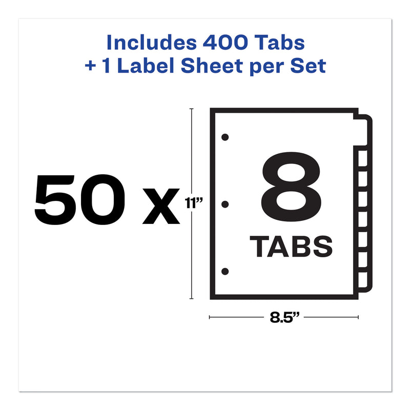 Avery Print and Apply Index Maker Clear Label Dividers, 8-Tab, 11 x 8.5, White, 50 Sets