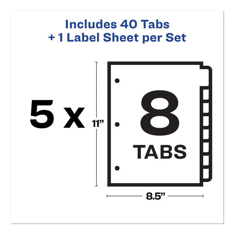 Avery Print and Apply Index Maker Clear Label Dividers, 8-Tab, 11 x 8.5, White, 5 Sets