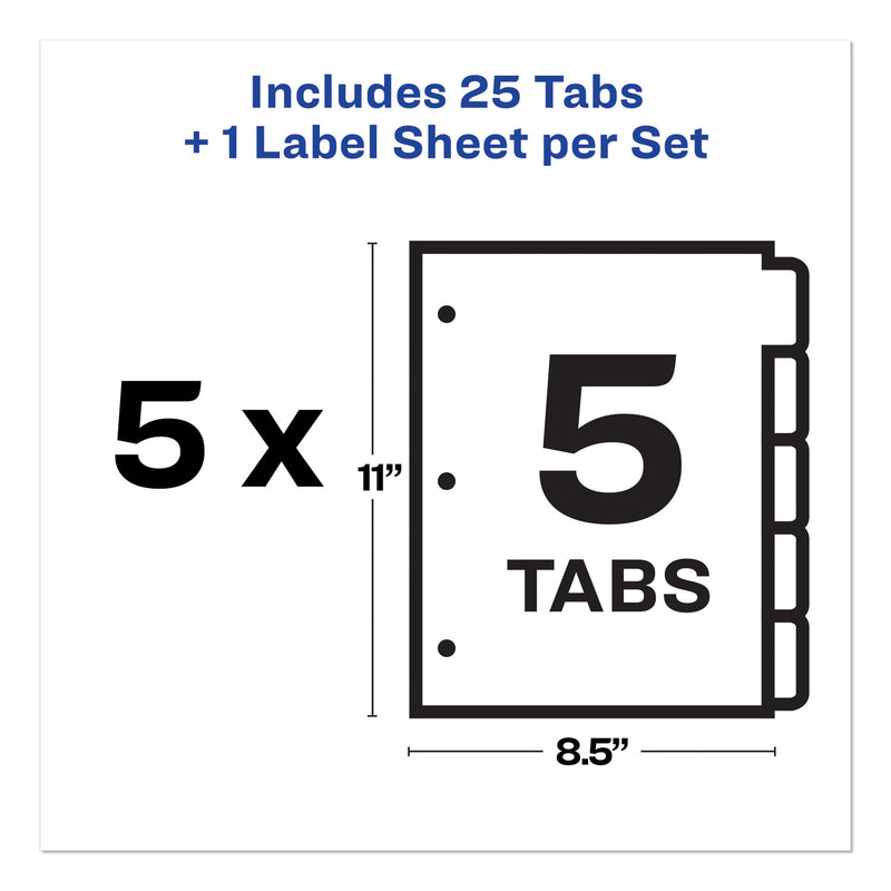 Avery Print and Apply Index Maker Clear Label Plastic Dividers w/Printable Label Strip, 5-Tab, 11 x 8.5, Frosted Clear Tabs, 5 Sets