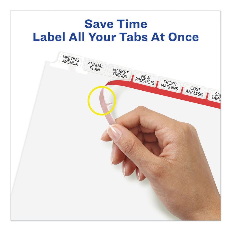 Avery Print and Apply Index Maker Clear Label Dividers, Big Tab, 8-Tab, 11 x 8.5, White, 5 Sets