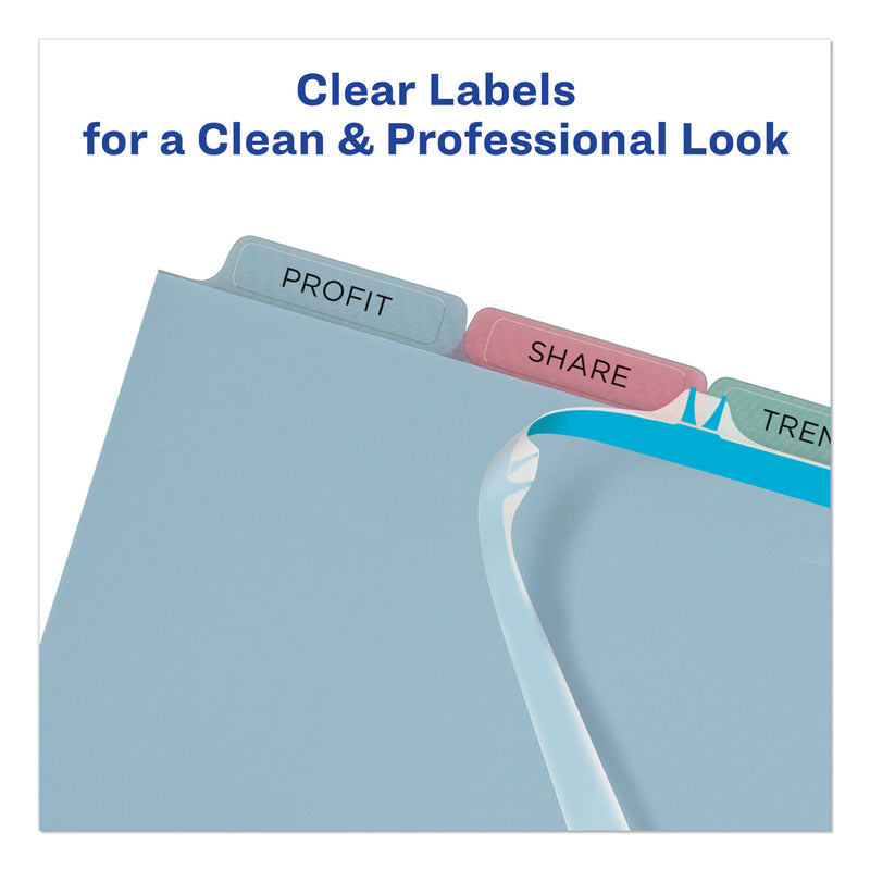 Avery Print and Apply Index Maker Clear Label Plastic Dividers with Printable Label Strip, 5-Tab, 11 x 8.5, Assorted Tabs, 1 Set