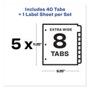 Avery Print and Apply Index Maker Clear Label Dividers, Extra Wide Tabs, 8-Tab, 11.25 x 9.25, White, 5 Sets