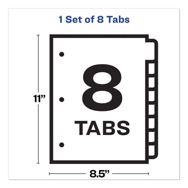 Avery Print and Apply Index Maker Clear Label Dividers, 8-Tab, 11 x 8.5, White, 1 Set