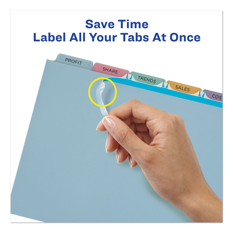 Avery Print and Apply Index Maker Clear Label Plastic Dividers with Printable Label Strip, 5-Tab, 11 x 8.5, Assorted Tabs, 5 Sets