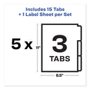 Avery Print and Apply Index Maker Clear Label Unpunched Dividers, 3-Tab, 11 x 8.5, White, 5 Sets