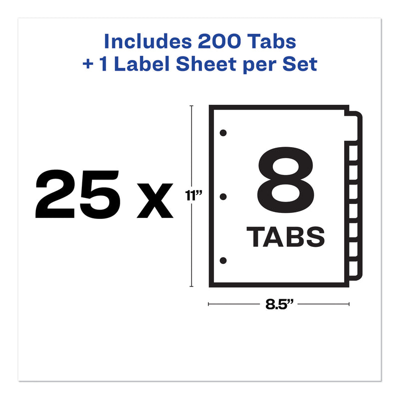 Avery Print and Apply Index Maker Clear Label Dividers, 8-Tab, 11 x 8.5, White, 25 Sets