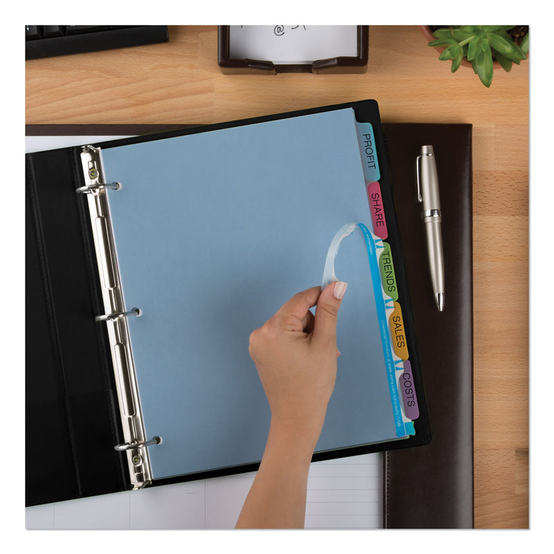 Avery Print and Apply Index Maker Clear Label Plastic Dividers with Printable Label Strip, 5-Tab, 11 x 8.5, Assorted Tabs, 5 Sets