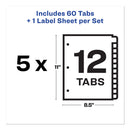 Avery Print and Apply Index Maker Clear Label Dividers, 12-Tab, White Tabs, 11 x 8.5, White, 5 Sets