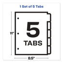 Avery Print and Apply Index Maker Clear Label Dividers, Big Tab, 5-Tab, White Tabs, 11 x 8.5, White, 1 Set
