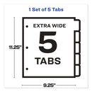 Avery Print and Apply Index Maker Clear Label Dividers, Extra Wide Tab, 5-Tab, White Tabs, 11.25 x 9.25, White, 1 Set