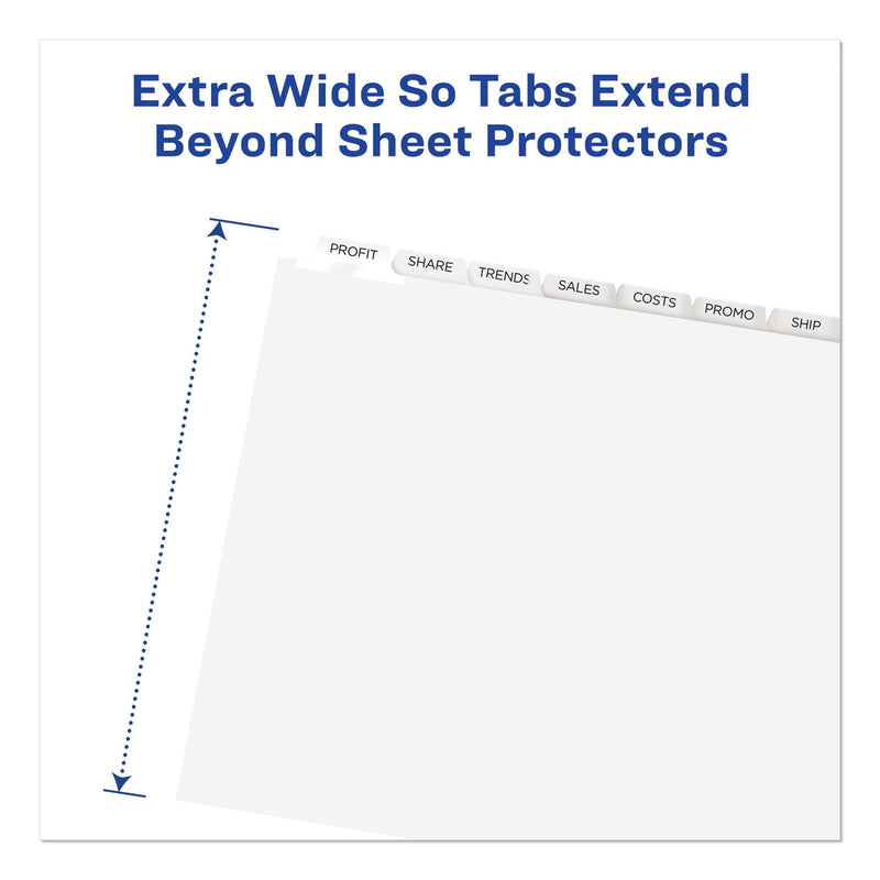 Avery Print and Apply Index Maker Clear Label Dividers, Extra Wide Tabs, 8-Tab, 11.25 x 9.25, White, 5 Sets