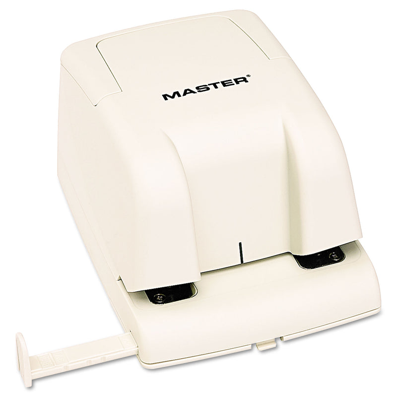 Master 12-Sheet EP210 Electric/Battery-Operated Two-Hole Punch, 1/4" Holes, Beige