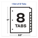 Avery Print and Apply Index Maker Clear Label Plastic Dividers with Printable Label Strip, 8-Tab, 11 x 8.5, Assorted Tabs, 1 Set