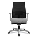 HON Ignition 2.0 4-Way Stretch Mid-Back Mesh Task Chair, Supports 300 lb, 17" to 21" Seat, Frost Seat, Black Back, Titanium Base