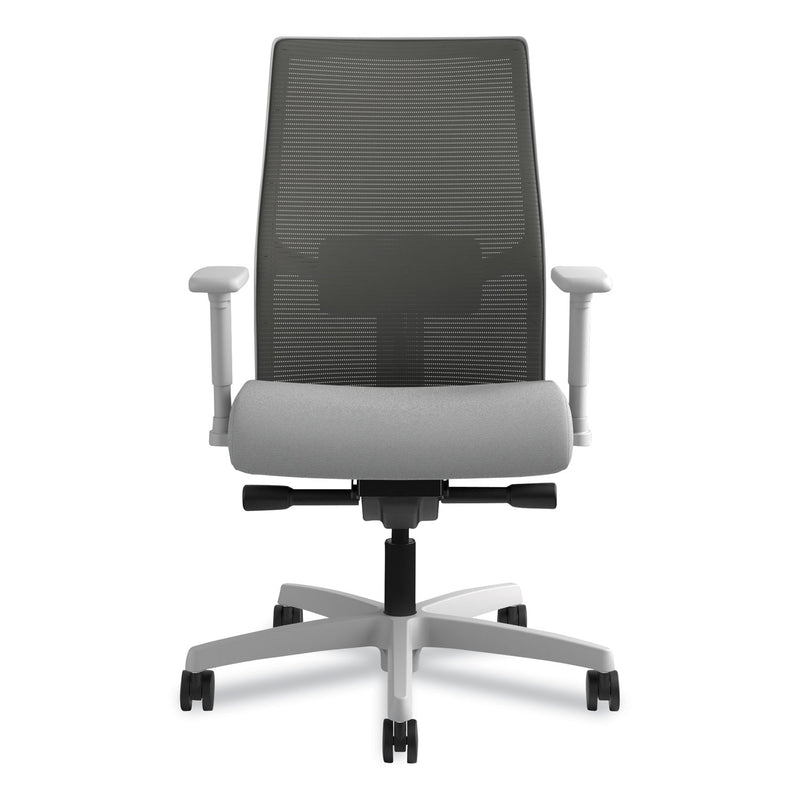 HON Ignition 2.0 4-Way Stretch Mid-Back Mesh Task Chair, Supports Up to 300 lb, Frost Seat, Charcoal Back, Titanium Base