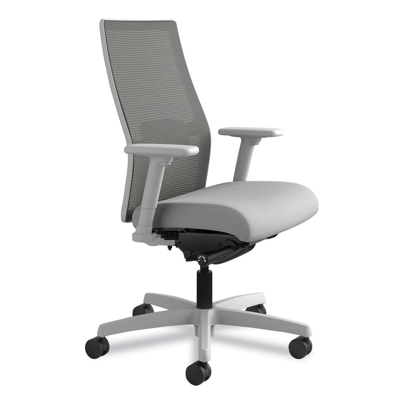 HON Ignition 2.0 4-Way Stretch Mid-Back Mesh Task Chair, Supports Up to 300 lb, Frost Seat, Charcoal Back, Titanium Base