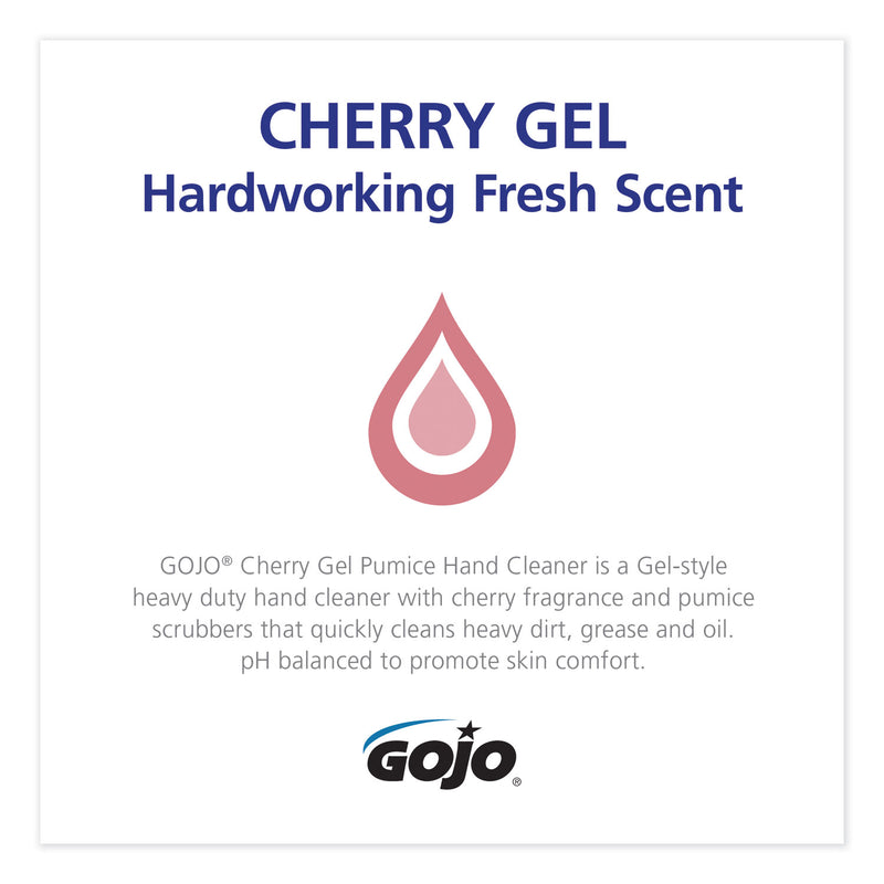 GOJO Cherry Gel Pumice Hand Cleaner, Cherry Scent, 2,000 ml Refill, 4/Carton