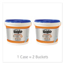 GOJO FAST TOWELS Hand Cleaning Towels, 9 x 10, Fresh Citrus, Blue, 225/Bucket, 2 Buckets/Carton