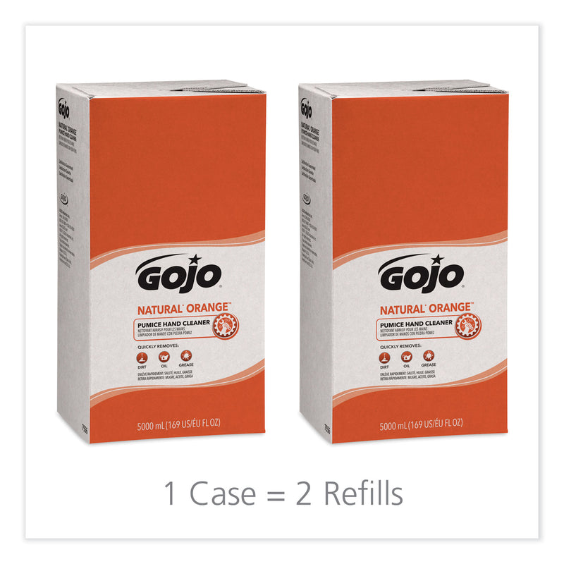 GOJO NATURAL ORANGE Pumice Hand Cleaner Refill, Citrus Scent, 5,000 mL, 2/Carton