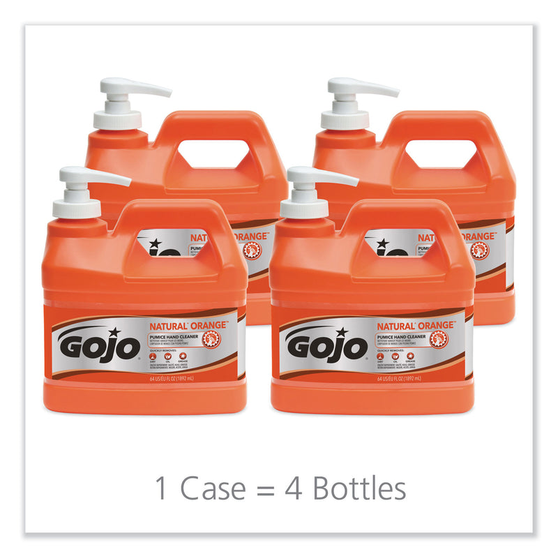 GOJO NATURAL ORANGE Pumice Hand Cleaner, Citrus, 0.5 gal Pump Bottle, 4/Carton