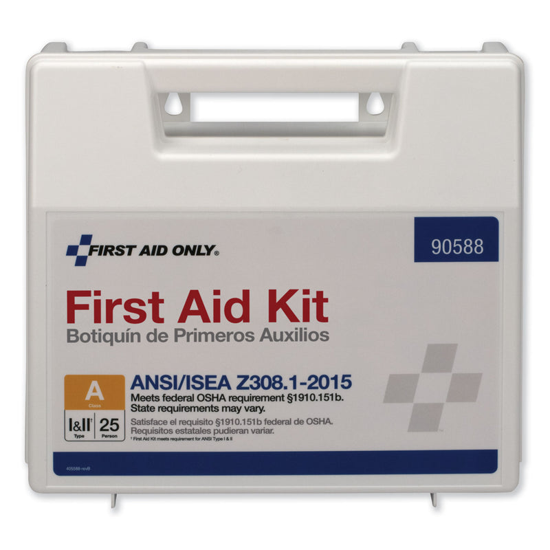 First Aid Only ANSI 2015 Compliant Class A Type I and II First Aid Kit for 25 People, 89 Pieces, Plastic Case