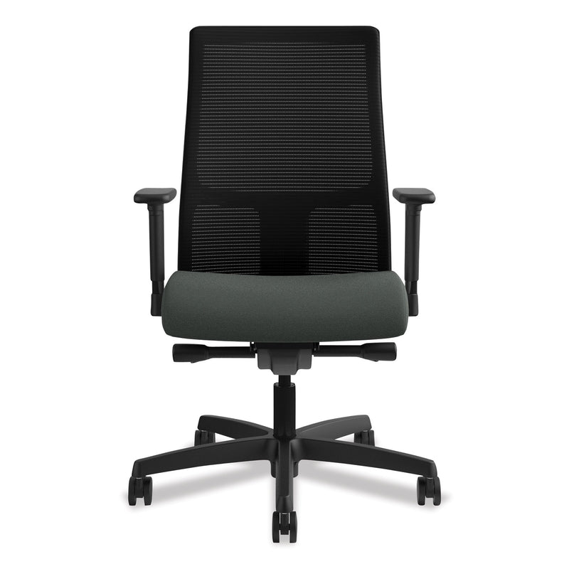 HON Ignition Series Mesh Mid-Back Work Chair, Supports Up to 300 lb, 17.5" to 22" Seat Height, Iron Ore Seat, Black Back/Base