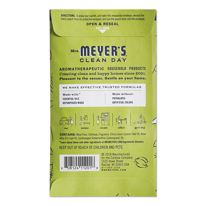 Mrs. Meyer's Clean Day Scent Sachets, Lemon Verbena, 0.05 lbs Sachet, 18/Carton