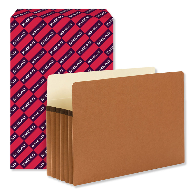 Smead Redrope Drop Front File Pockets, 5.25" Expansion, Legal Size, Redrope, 50/Box