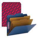 Smead Six-Section Pressboard Top Tab Classification Folders with SafeSHIELD Fasteners, 2 Dividers, Letter Size, Dark Blue, 10/Box