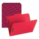 Smead Top Tab Colored Fastener Folders, 2 Fasteners, Letter Size, Red Exterior, 50/Box