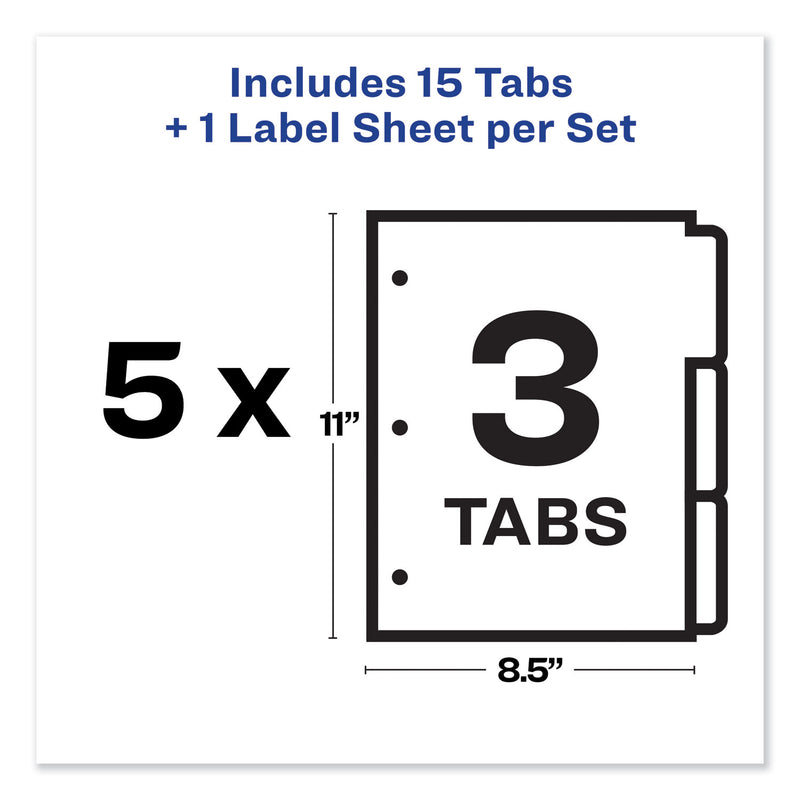Avery Print and Apply Index Maker Clear Label Dividers, 3-Tab, White Tabs, 11 x 8.5, White, 5 Sets