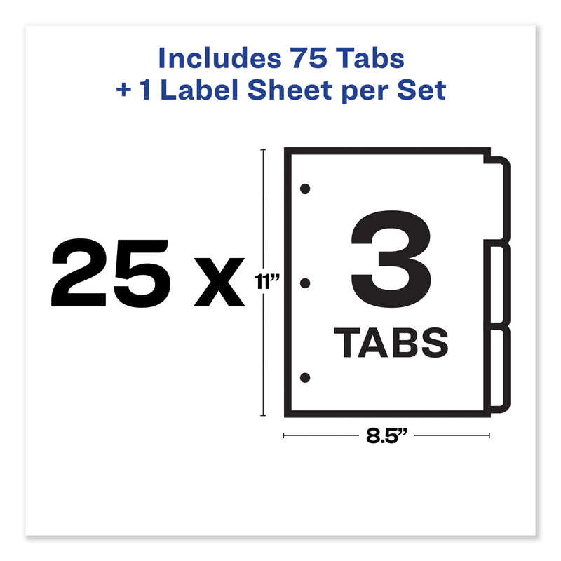 Avery Print and Apply Index Maker Clear Label Dividers, 3-Tab, White Tabs, 11 x 8.5, White, 25 Sets