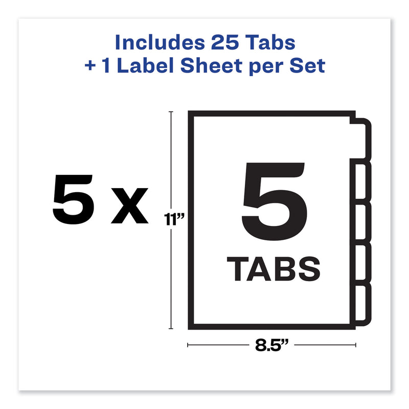 Avery Print and Apply Index Maker Clear Label Unpunched Dividers, 5-Tab, 11 x 8.5, White, 5 Sets