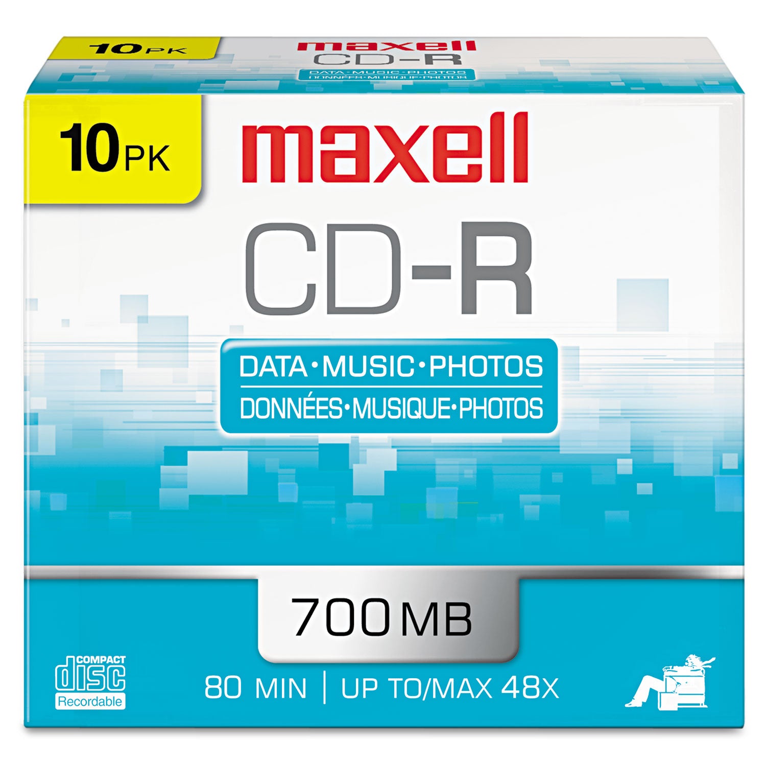 CD-R Recordable Disc, 700 MB/80 min, 48x, Slim Jewel Case, Silver, 10 ...