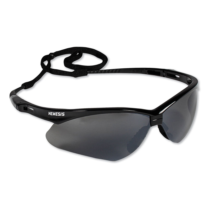 KleenGuard V30 Nemesis Safety Glasses, Black Frame, Smoke Lens