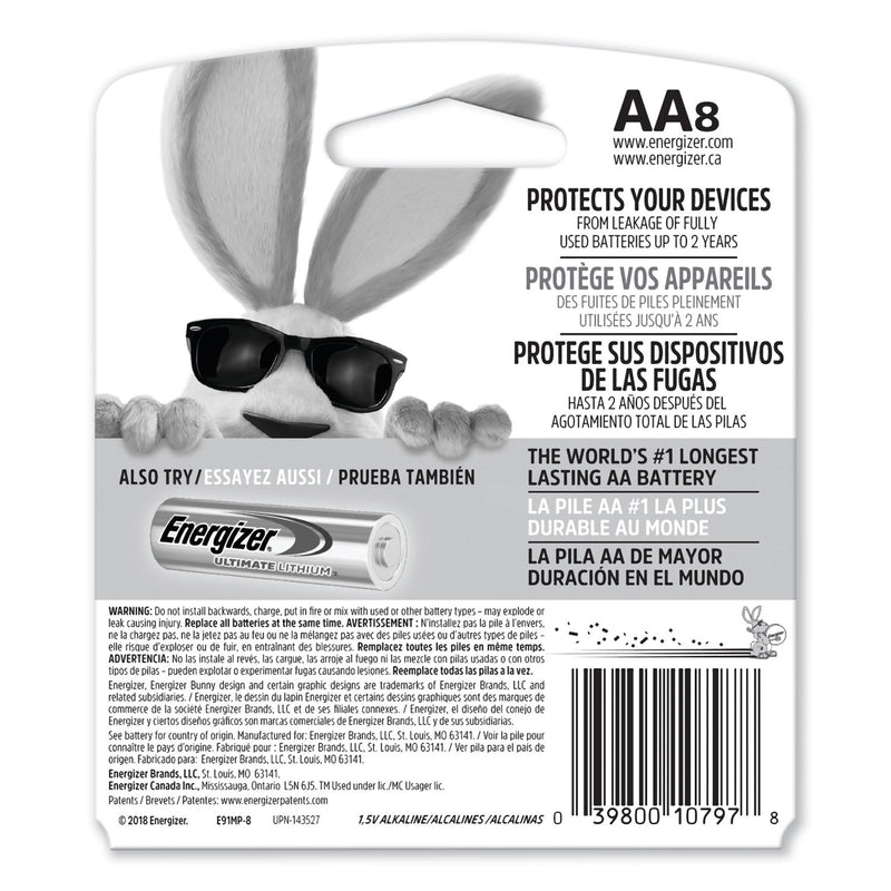 Energizer MAX Alkaline AA Batteries, 1.5 V, 8/Pack
