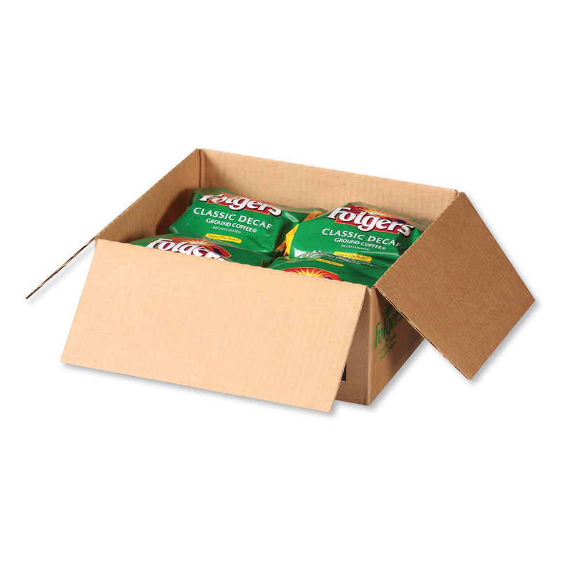 Folgers Coffee Filter Packs, Decaffeinated Classic Roast, 9/10oz, 10/Pack, 4 Packs/Carton
