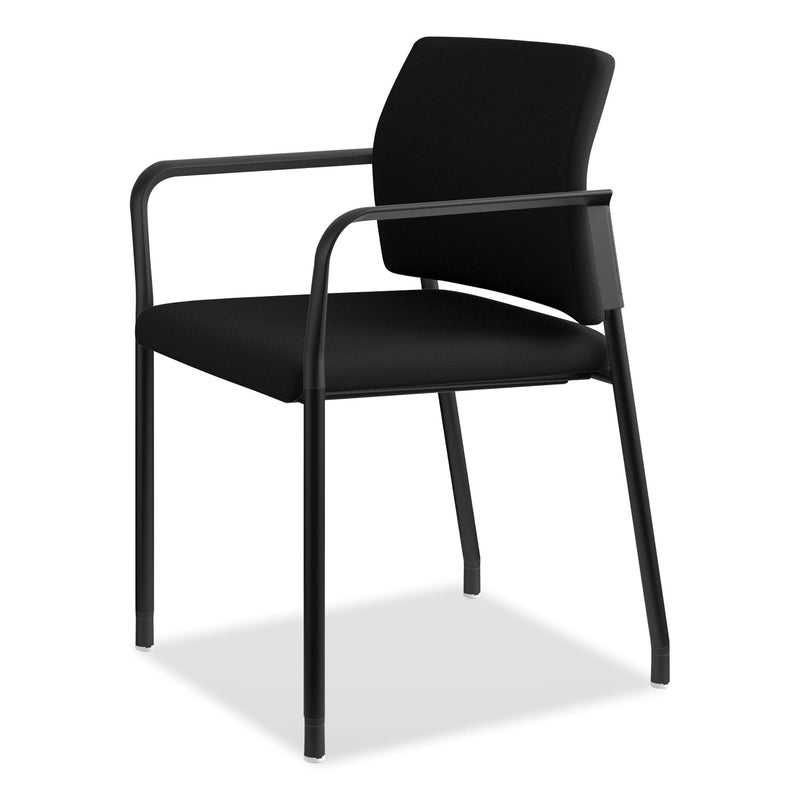 HON Accommodate Series Guest Chair with Fixed Arms, 23.25" x 22.25" x 32", Black Seat, Charblack Base, 2/Carton