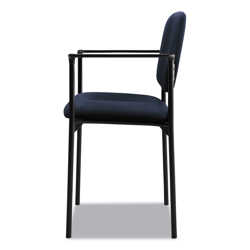 HON VL616 Stacking Guest Chair with Arms, Supports Up to 250 lb, Navy Seat/Back, Black Base